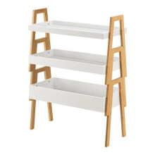 Stapelteern - HELLOSHOP26 - Set van 3 - Natuurlijke bamboe - 85 x 65 x 30 cm - Belastbaarheid 5 kg per plank