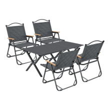 Set da tavolo e 4 sedie - HELLOSHOP26 - Camping - Tessuto Oxford 600D - Grigio - 5 pezzi