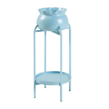 Porte-plantes - HELLOSHOP26 - 2 niveaux - Métal - Bleu clair - 80,5 x 40 x 40 cm