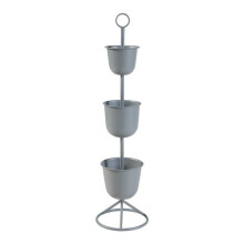 Porte-plantes - HELLOSHOP26 - 110 cm - 3 cache-pots - Métal - Gris