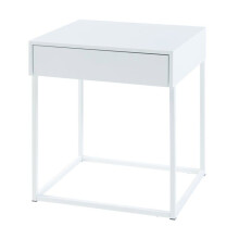 Mesa de apoio - HELLOSHOP26 - 50x43x41 cm - Aço - Branco mate - Gaveta embutida
