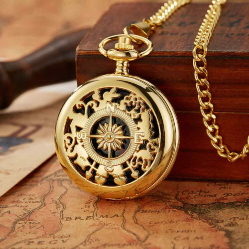 Ρολόι τσέπης Steampunk με σκελετό για άνδρες, με φωτεινό καντράν και μαύρο καντράν σε 1