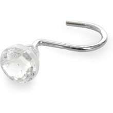Luxuriöse Kristall-Duschvorhanghaken, elegante, rautenförmige Edelstahlhaken, rostbeständig verchromt, 12-teiliges Set für Badezimmervorhänge