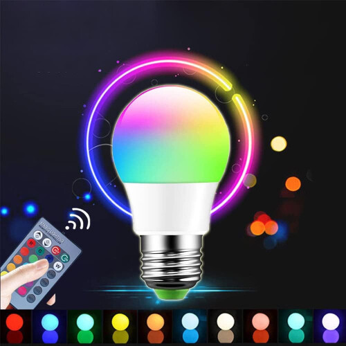 RGB 3W Light Bulb with Remote, MultiColour, Dimmable Smart LED, E27, AC 1