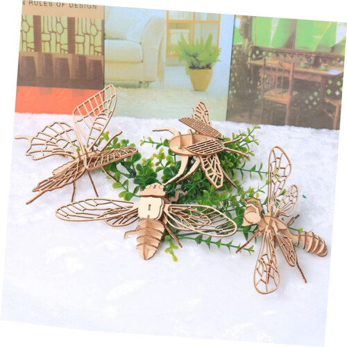 1 piece wooden puzzle insect model for creative intelligence toy 2