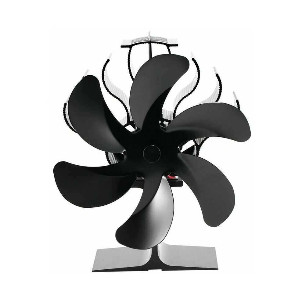 Non-Electric Wood Stove Fan, Silent Operation Heat Powered 6-Blade Design For Efficient Heat Circulation, Anodized Aluminum Fireplace Accessory With O 9198585953321