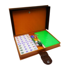 Mahjong Set, Mahjong Game Set, Classic Chinese Mahjong with 144 Engraved Tiles, Household Hand Mahjong with Box, Chinese Mahjong Green 23mm
