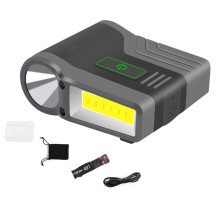 Intelligente LED-Lampe mit Bewegungssensor, wiederaufladbar, zum Anclipsen, ultrahelle, freihändige Stirnlampe mit grünem und weißem Licht,