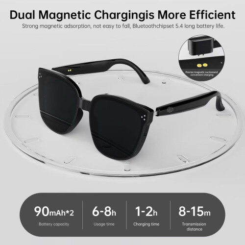 Smart Audio Glasses with Bluetooth Speaker, Polarized Sunglasses, Model 1008