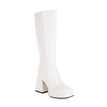 9.5 cm / 3.74 inch heels women's sexy thigh patent leather night club dance heel pole dance boots 43 EU White