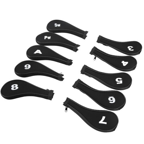 10 PCS Golf Club Head Covers Golf Iron Pole Zipper 1