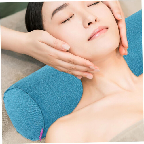 Soft Supportive Round Neck Pillow with Washable Cover  Blue 1