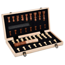 Chess set, chessboard, magnetic, foldable chess set, 39.4 x 39.4 cm, portable travel chessboard set made of wood, storage for magnetic chess pieces.