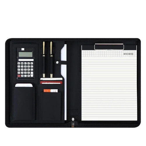 Leather Contract File Folder for Document Executive Briefcase with Zip (Bronze)