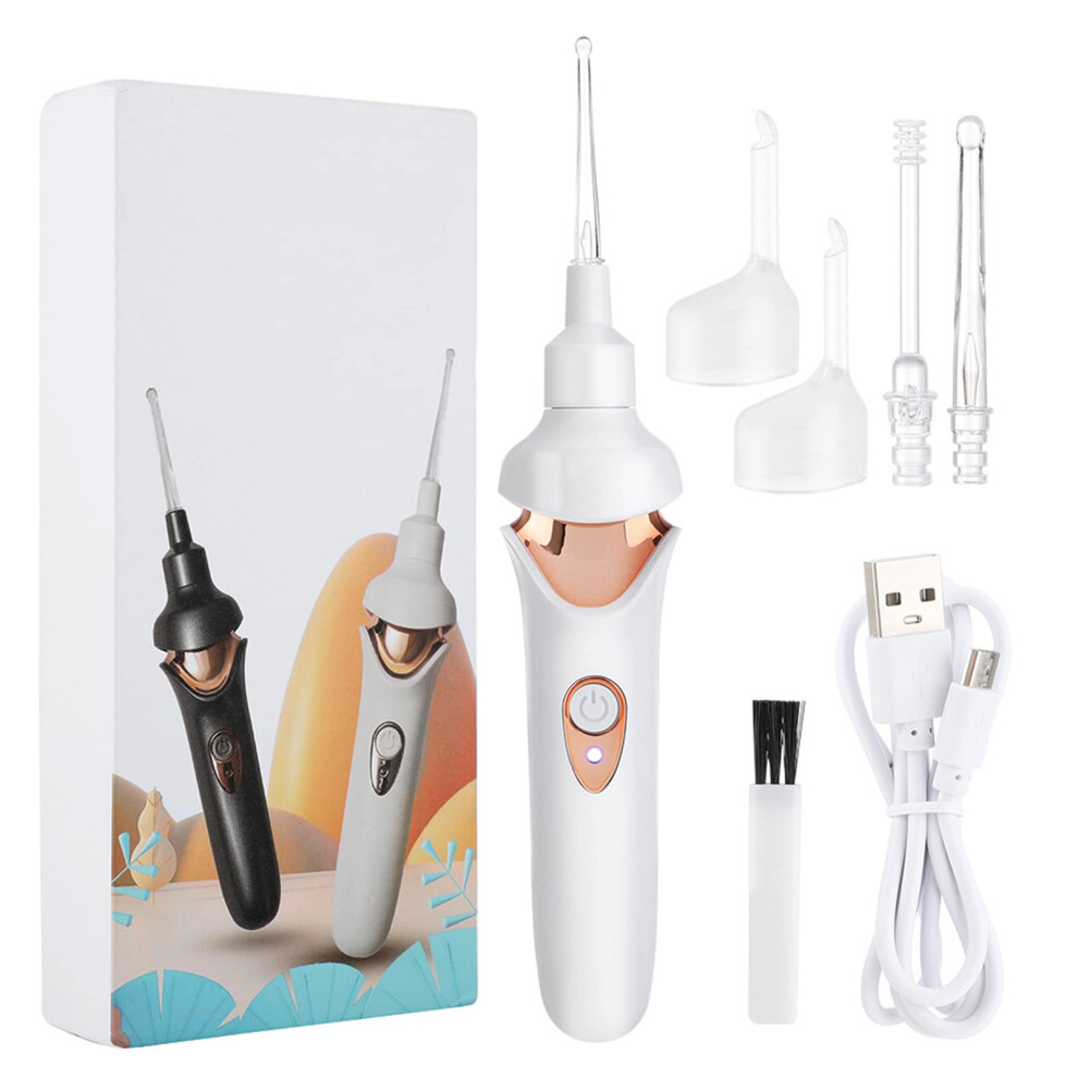 White Ear Wax Removal Kit Led Lights Usbcharging Ear Cleaner Tool Vibration Painless Spiral Suction Remover