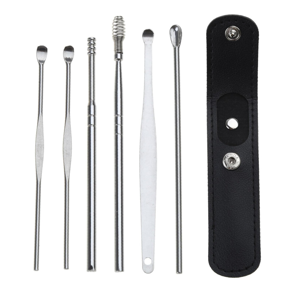 Black Ear Curette Ear Wax Remover Tool With Storage Box, Ear Pick Set, Earwax Removal Kit, Spirals Ear Tools