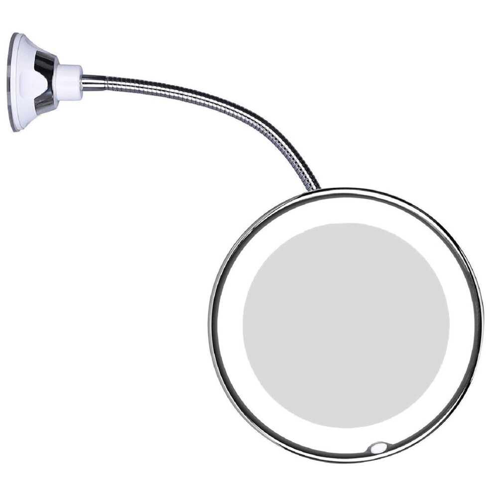 Battery Operated 10X Magnifying Makeup Mirror, Flexible Gooseneck LED Lighting For Optimal Cosmetics Application, Portable Cordless Design 360 Degree