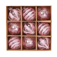 9Pcs Christmas Ball Ornaments Set Clear Glitter Shatterproof Baubles Pink One Size For Christmas Decor