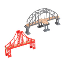 2 x railway bridge, small wing bridge for wooden toys, for creative railway systems, easy to assemble and durable.