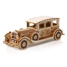 Retro Oldtimer 3D Wooden Puzzle, Toy Car Model Kit for Teens and Adults, with Seat and Folding Roof, Detailed Mechanical Model Car.