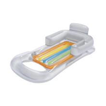 Lettino gonfiabile da spiaggia/piscina con poggiatesta, materiale in PVC resistente, design ergonomico, portabicchieri, pieghevole.