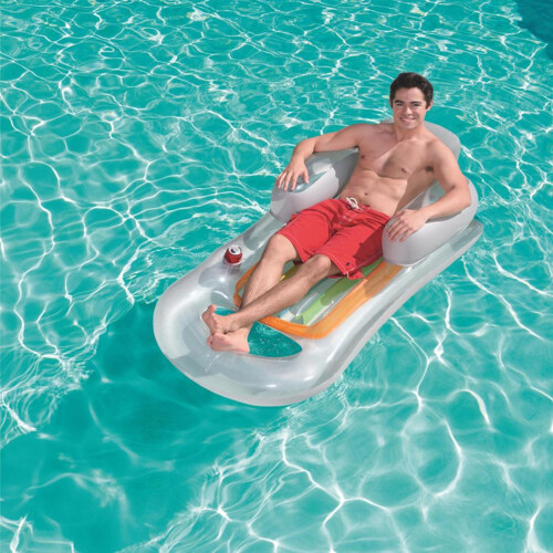 Φουσκωτή ξαπλώστρα πισίνας Beach Floaties Lounge Recliner με προσκέφαλο, ανθεκτικό υλικό PVC, 1