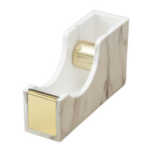Desktop Tape Dispenser Cutter Tool Marble Pattern Office Supplies Weighted NonSkid Base 1Inch Core for Masking, Gold
