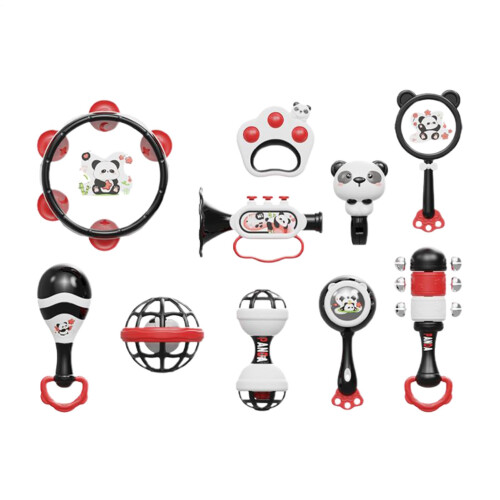Panda Rattle Set for Babies  Fun Learning Toy with EasyGrip Handle  Sensory Teether