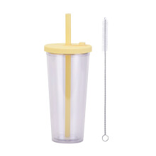 Reusable Bubble Tea Cup Eco Friendly With Lid And Straw Insulated Double Wall Boba Tumbler Leak Proof Wide Mouth Cup For Thick Drinks Manual Focus On