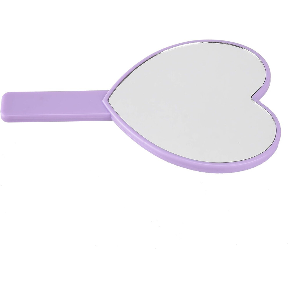 Heart Shaped Handheld Mirror, Cute Design Travel Makeup Mirrors with Comfortable Handle, Sparkling Rhinestone & Safe Usage