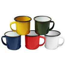 Cupán Uisce Iarainn Seanré le haghaidh Eachtraí Campála, Mug Cruain le Láimhseáil U-chruthach, Críochnú Dromchla Réidh, Frithsheasmhach in