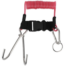 Spiralfeder-Fangseil für Taucher, Edelstahl-Spiralfeder-Kamerafangseil mit Doppelhaken und Spiralseil, sicherer Clip-Befestigung