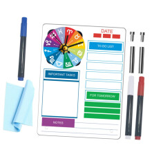 1piece Acrylic Planner Board with Clock, Wipeable Memo Board for Desk, Includes Pen