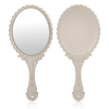 Espejo de maquillaje decorativo, espejo de mano con estilo vintage para espejo de viaje de diseño compacto, reflejo de alta calidad, mango duradero,