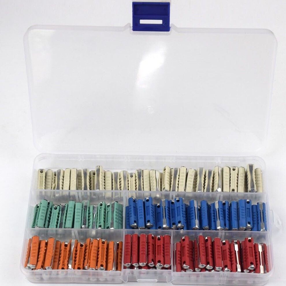 200Pcs Torpedo Blade Fuses Set For Vintage Cars, 32V Zinc Assorted Amp Ratings 5A25a Orange/White/Green 9339159711255