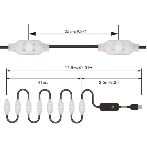 Έξυπνος ελεγκτής ταινιών LED WiFi Bluetooth με φωνητική ενεργοποίηση, ρύθμιση έντασης RGB, 2