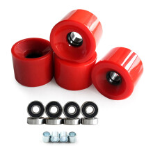 Longboards 4Pack 78A Soft Red Wheels With Bearings For Skateboards