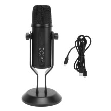Microfon USB dinamic pentru streaming, filtru trece-sus și monitorizare microfon, reducere zgomot, plug and play pentru PC, Twitch, YouTube