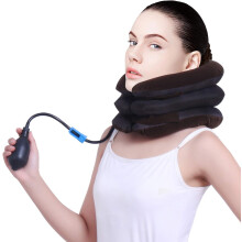 Alongador de pescoço com design ergonômico e almofada inflável, suporte para alívio da dor no pescoço com tração e descompressão ajustáveis,
