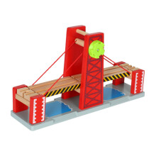 1 set railway toy with lifting bridge, compatible with wooden tracks, promotes creativity, sturdy wood, ages 3