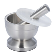 Stainless Steel Mortar Pestle Set With Salt And Pepper Grinder Garlic Press Pedestal Bowl Electric Grinder With Lid