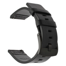 Leather Replacement Strap Compatible with Gear S3 24mm Black Leather Watch Band For Men