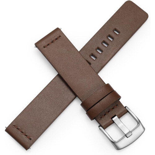 Leather Replacement Strap Compatible with Gear S3 24mm Black Leather Watch Band For Men 2