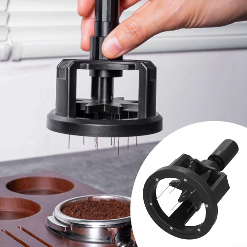 Espresso Needle Distribution Tool 10Needle Adjustable Height 53mm Portafilter Compatible Grounds Leveling Extraction 2