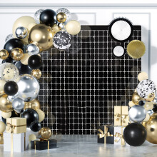 Black Shimmer Wall Backdrop 2Pack 3.3x6.6 Feet Square Backdrop Curtain For Party Decorations
