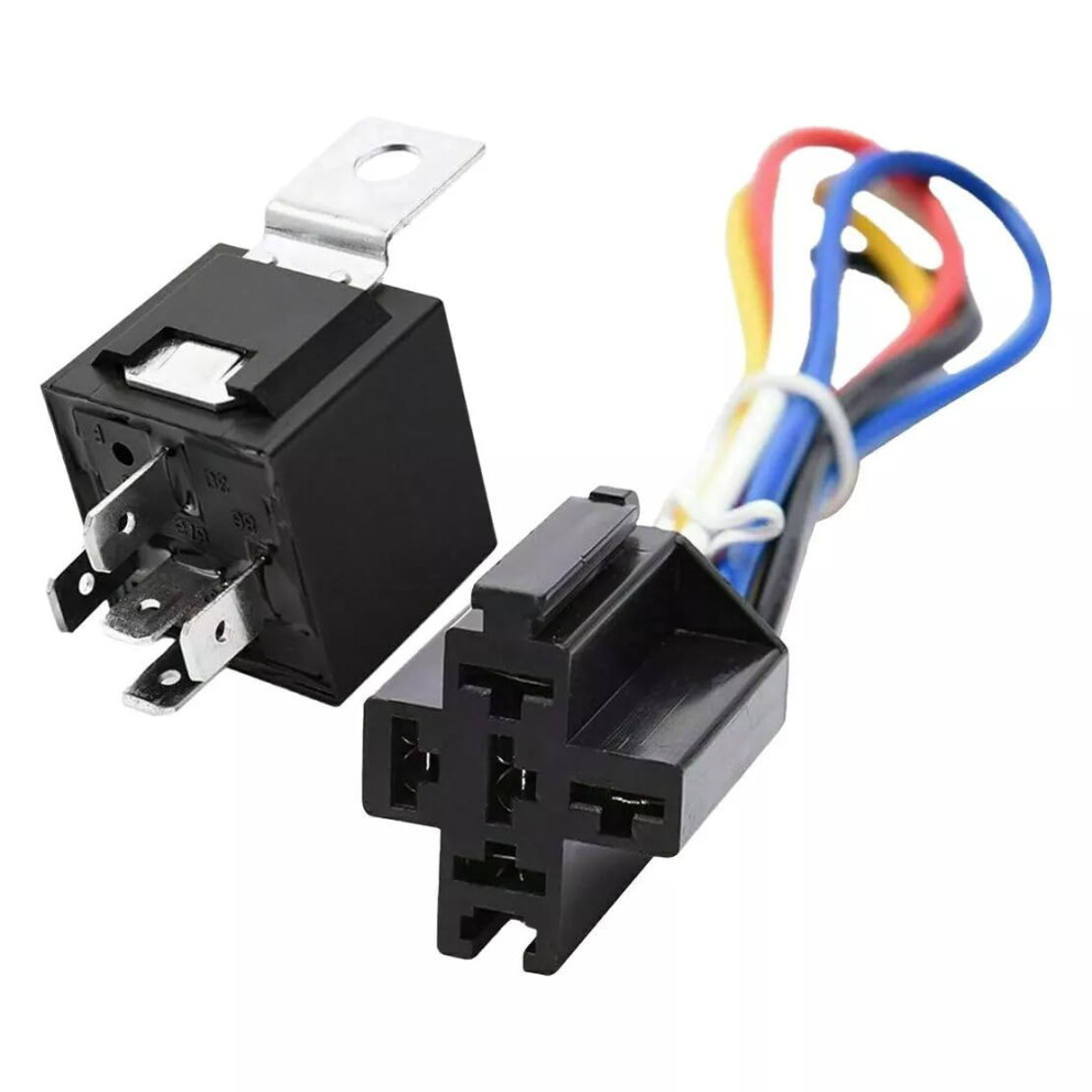 Dc 12V 40 Amp Spdt 5Pin Automotive Relay With Wires And Socket Harness Replacement Parts Set 9001264295868