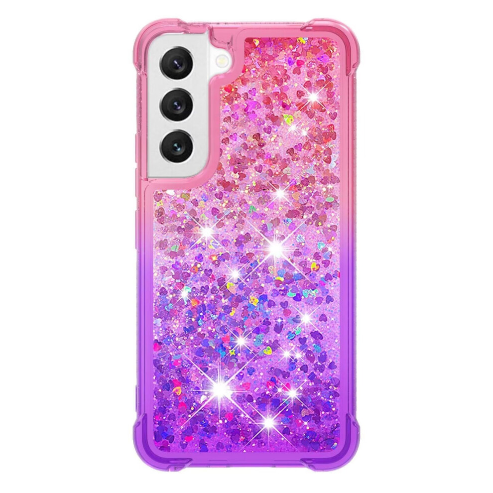 Glitter Moving Quicksand Flowing Cover For Samsung Galaxy S24 Pink Purple Gradient Silicone Bumper Case Pink,Purple 9339159713259