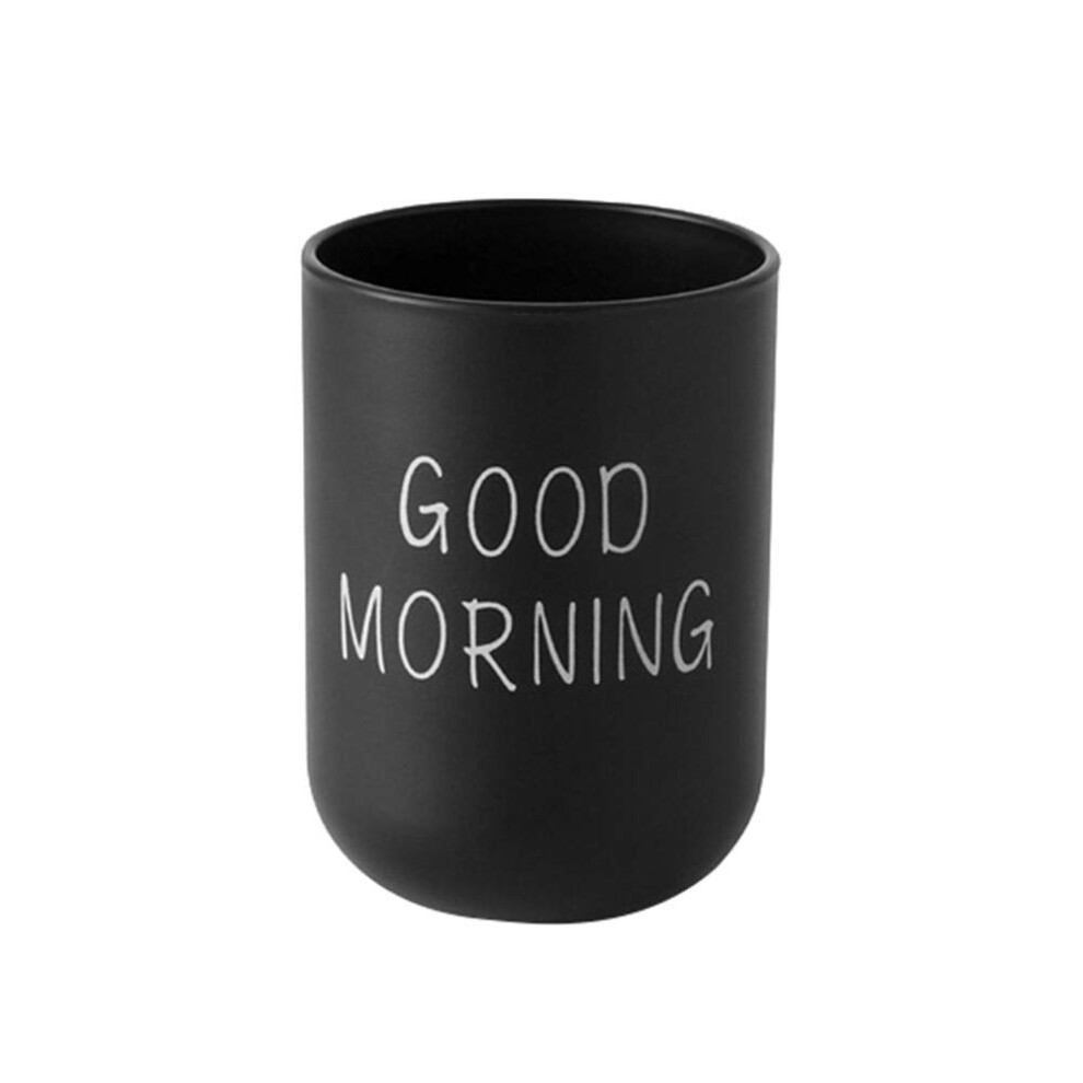 Black 330Ml Good Morning Cup Toothbrush Holder Vanity Tumbler Cup Pencil Pen Holder Makeup Brush Holder