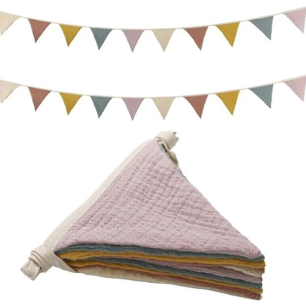 Bunting Children's Room  Muslin Cotton Garland Multicoloured Triangle Flags