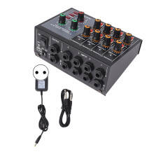 Mini-Audiomixer mit extrem niedrigem Rauschen, Stereo-/Mono-Umschaltung, 4-Kanal-Line-Mixer mit dynamischem Mikrofonmodus für Gitarre, Bass und